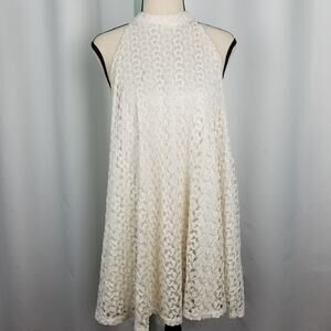 Audrey 3 + 1 Dress Ivory crochet Embroidered halter - Size Small